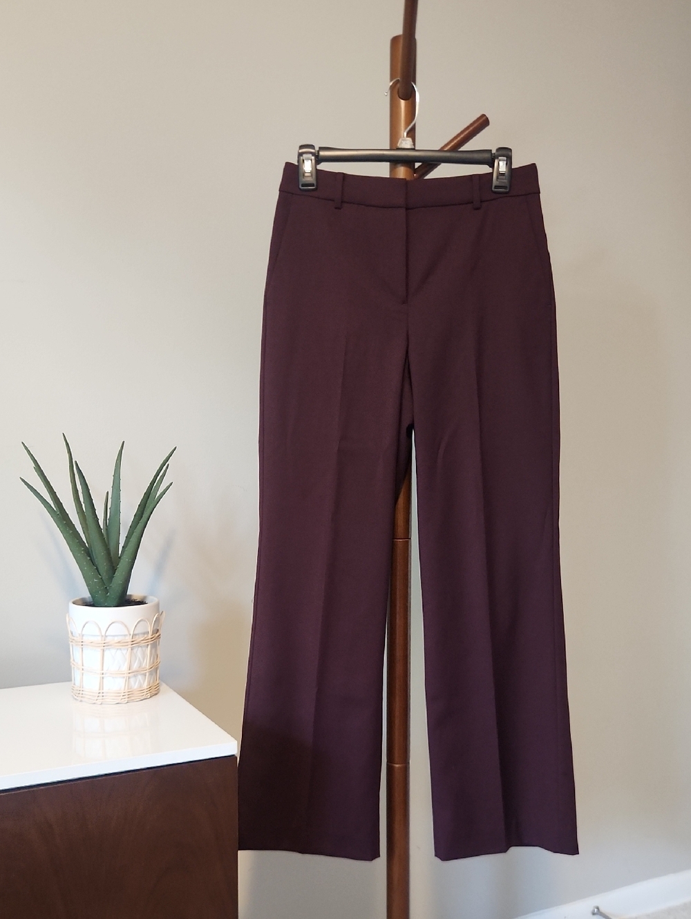 Ann Taylor Wide-Leg Dress Pants in Plum